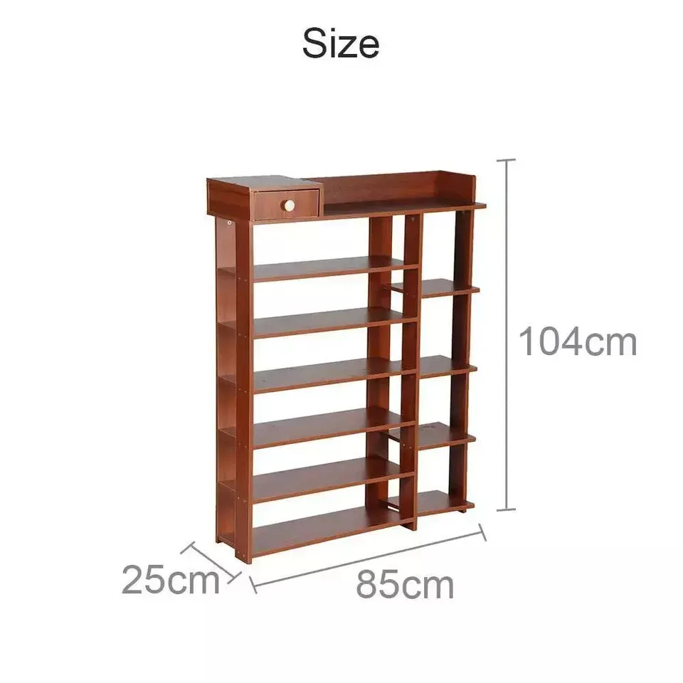 7 Tier Shoe Storage Cabinet Wooden Boots Stand Racks Organizers Unit