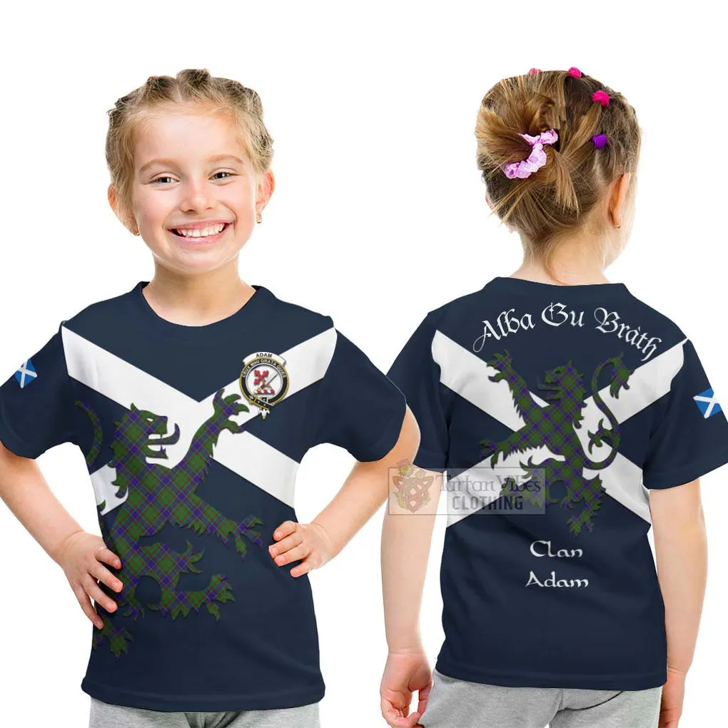 Adam Tartan Lion Rampant Kid T-Shirt Proudly Display Your Heritage with Alba Gu Brath and Clan Name