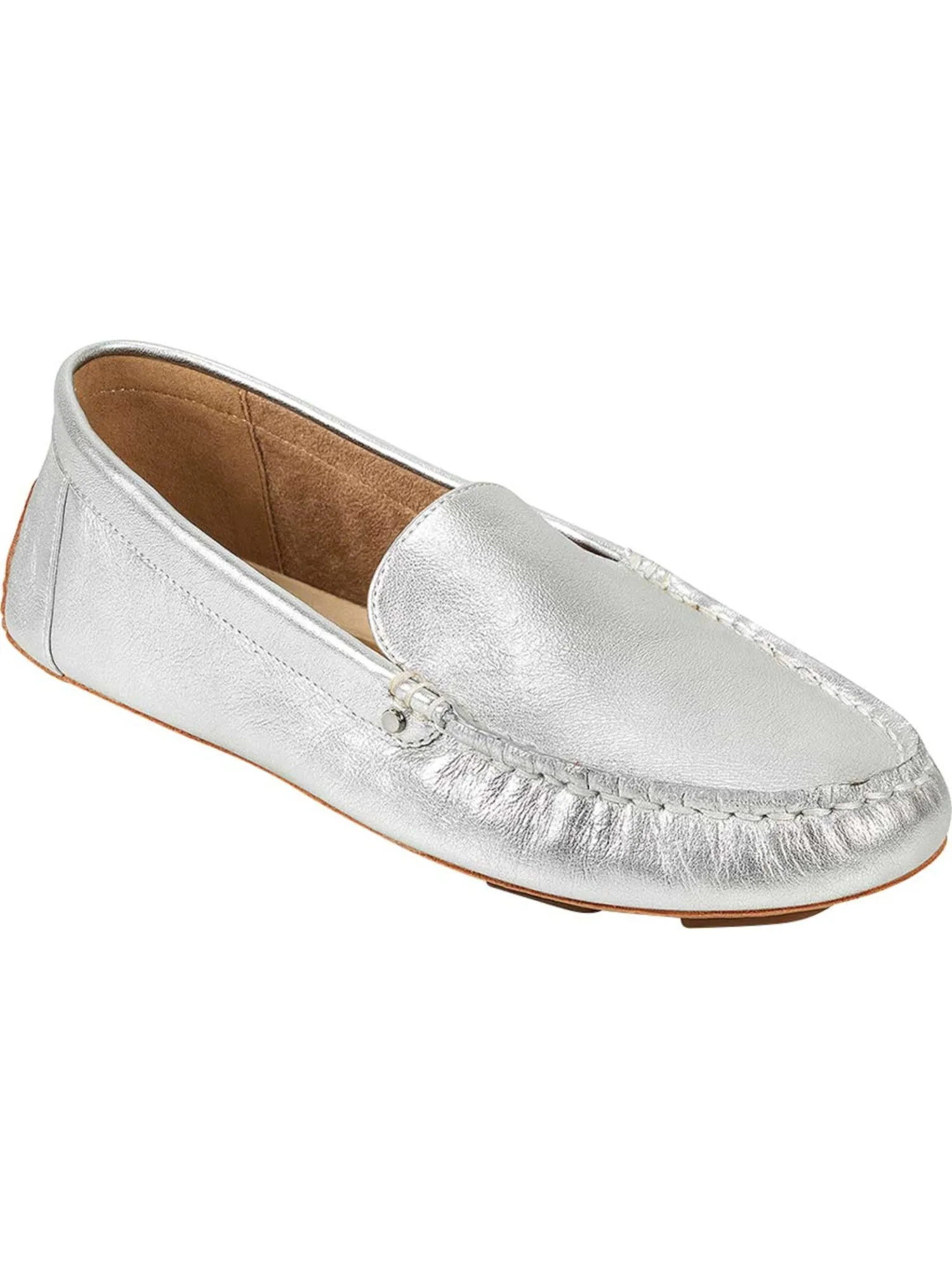 AEROSOLES Womens Silver Cushioned Studded Bleeker Round Toe Slip On Dress Loafers Shoes M