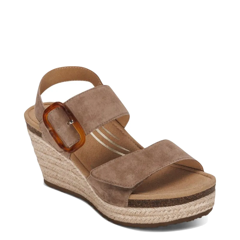 Aetrex Women's Ashley Arch Support Wedge Sandal (Taupe)