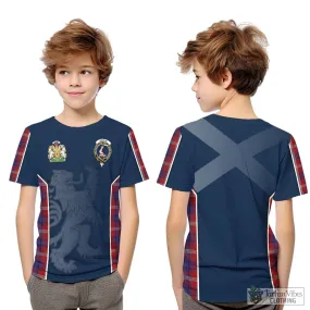 Ainslie Tartan Kid T-Shirt with Family Crest and Lion Rampant Vibes Sport Style