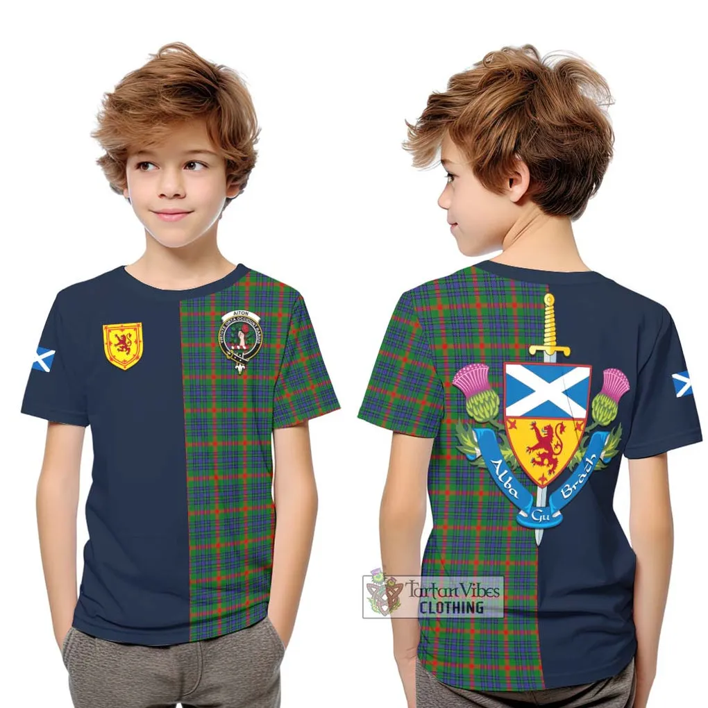 Aiton Tartan Kid T-Shirt Alba with Scottish Lion Royal Arm Half Style