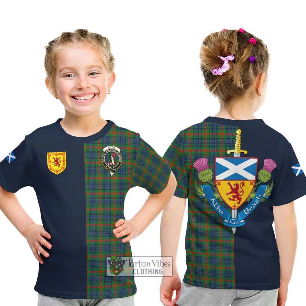 Aiton Tartan Kid T-Shirt Alba with Scottish Lion Royal Arm Half Style