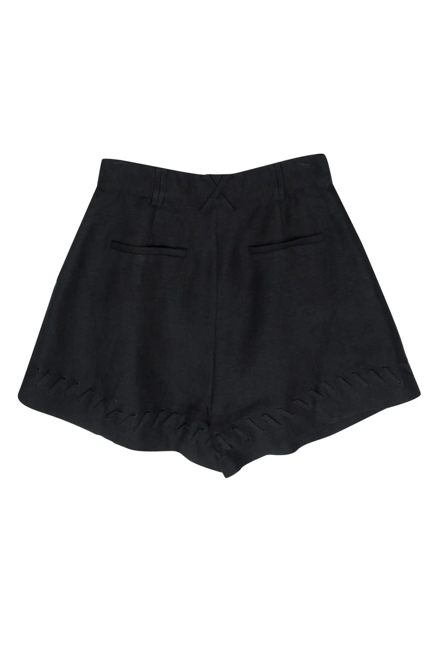 Aje - Black High-Waist Shorts w/ Braided Trim Sz 12