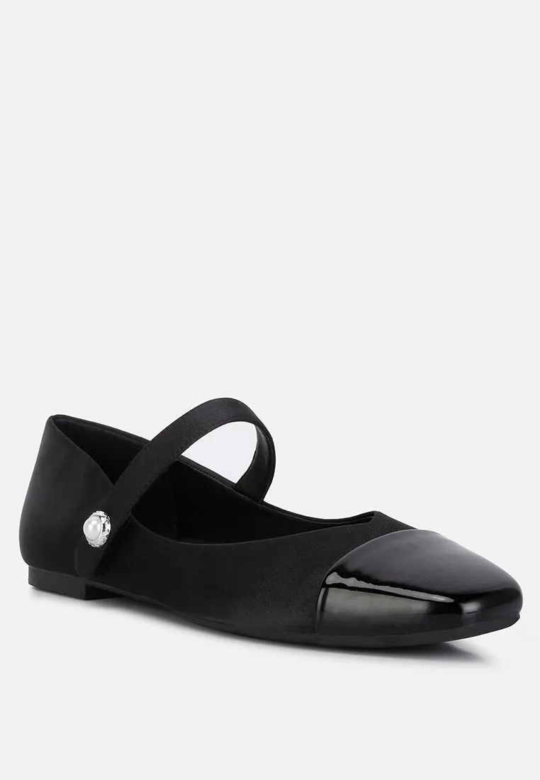 Albi Patent Toe Cap Satin Mary Jane