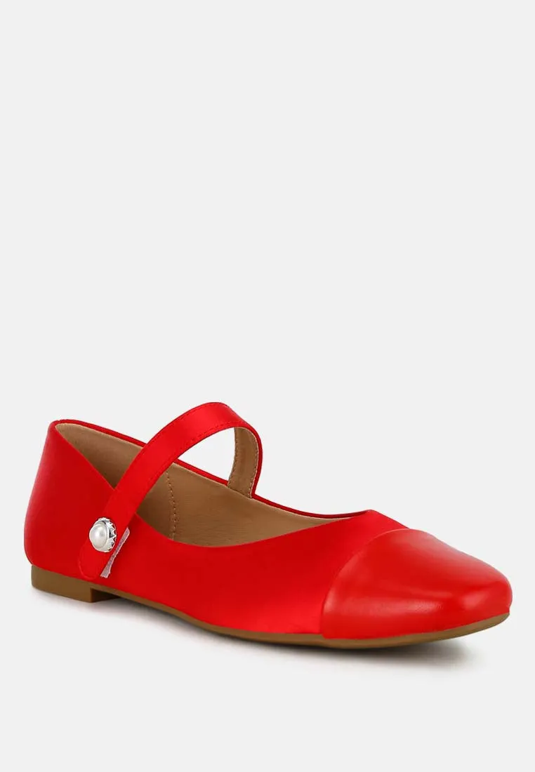 Albi Patent Toe Cap Satin Mary Jane