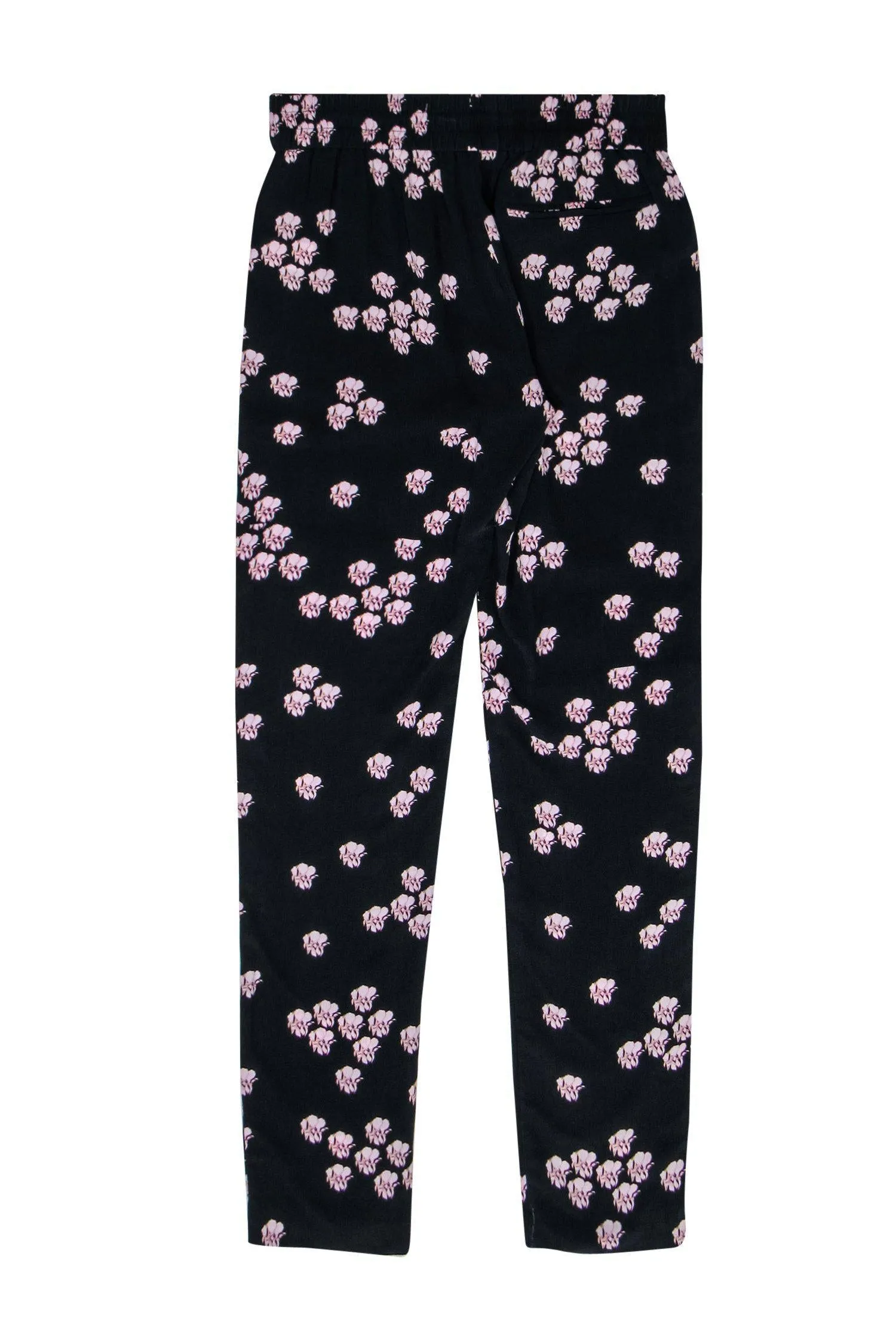 A.L.C. - Navy & Pink Floral Print Skinny Leg Silk Pants Sz 4