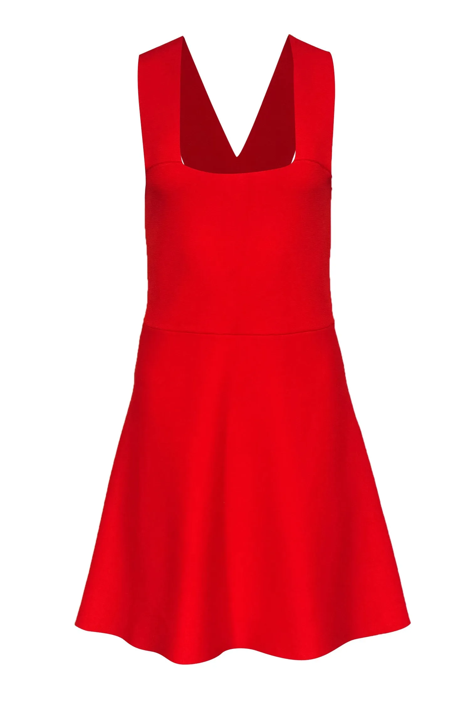 A.L.C. - Tomato Red Sleeveless Bandage Fit & Flare Dress Sz L