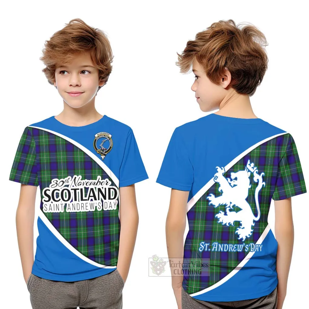 Alexander Family Crest Tartan Kid T-Shirt Celebrate Saint Andrew's Day in Style