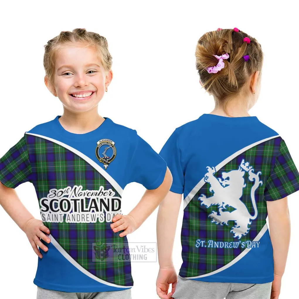 Alexander Family Crest Tartan Kid T-Shirt Celebrate Saint Andrew's Day in Style