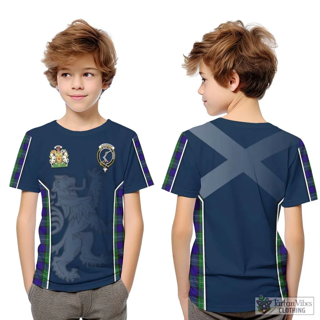 Alexander Tartan Kid T-Shirt with Family Crest and Lion Rampant Vibes Sport Style