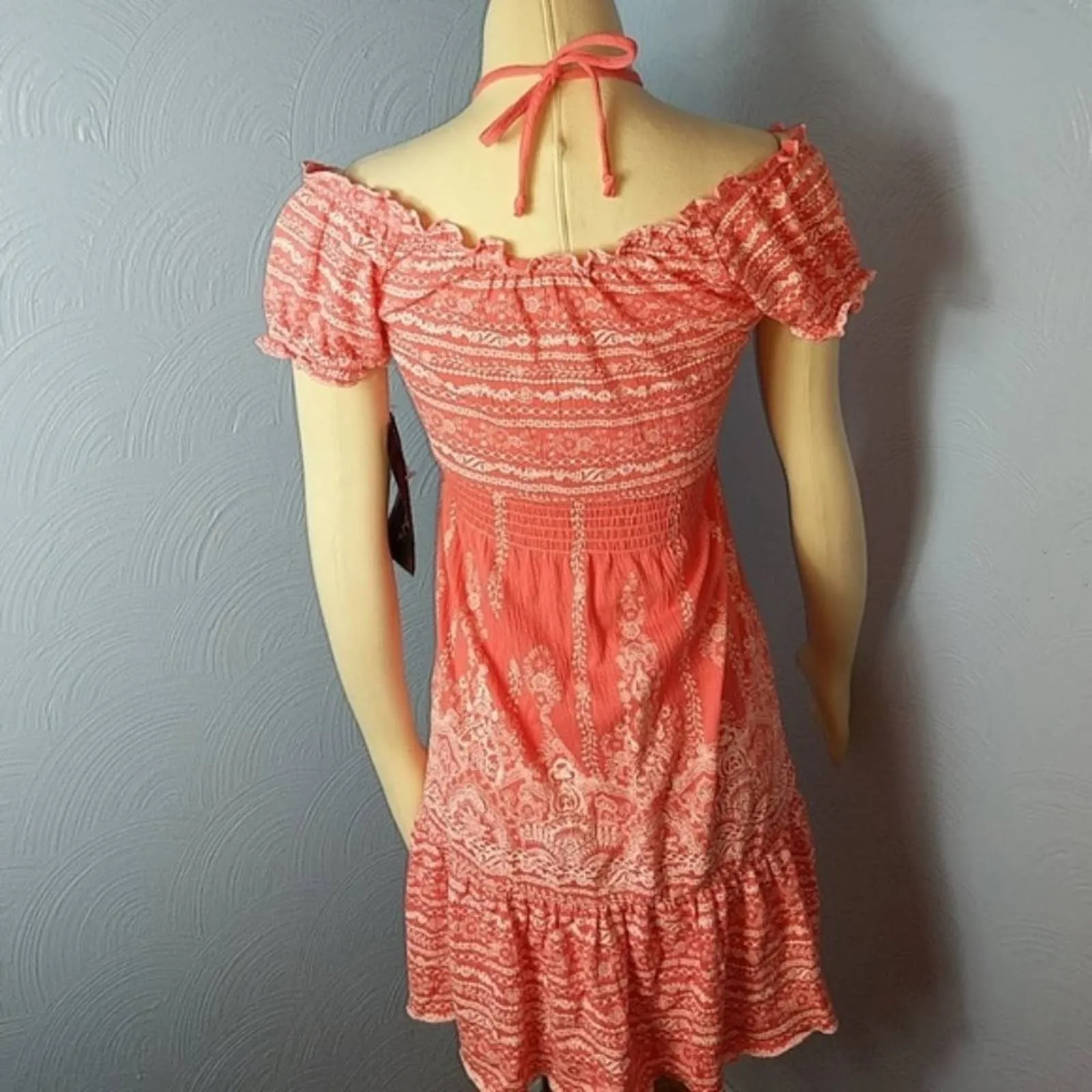 ALMOST FAMOUS Coral Off Shoulder Dress NEW Large