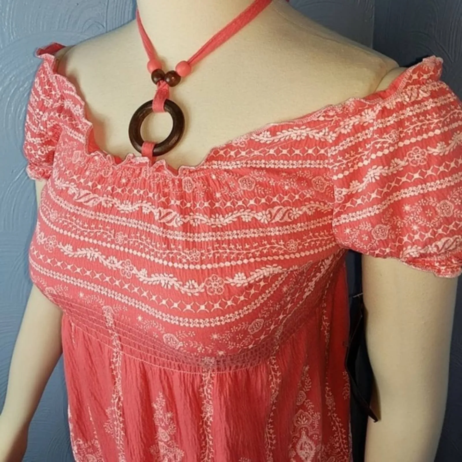 ALMOST FAMOUS Coral Off Shoulder Dress NEW Large