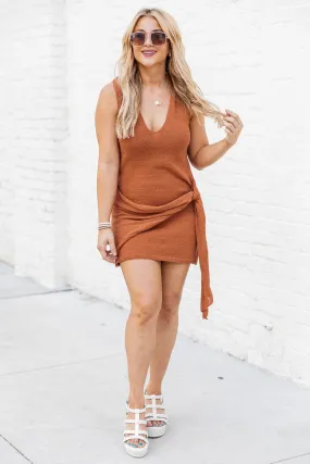 Always Positive Rust Tank Wrap Front Dress FINAL SALE