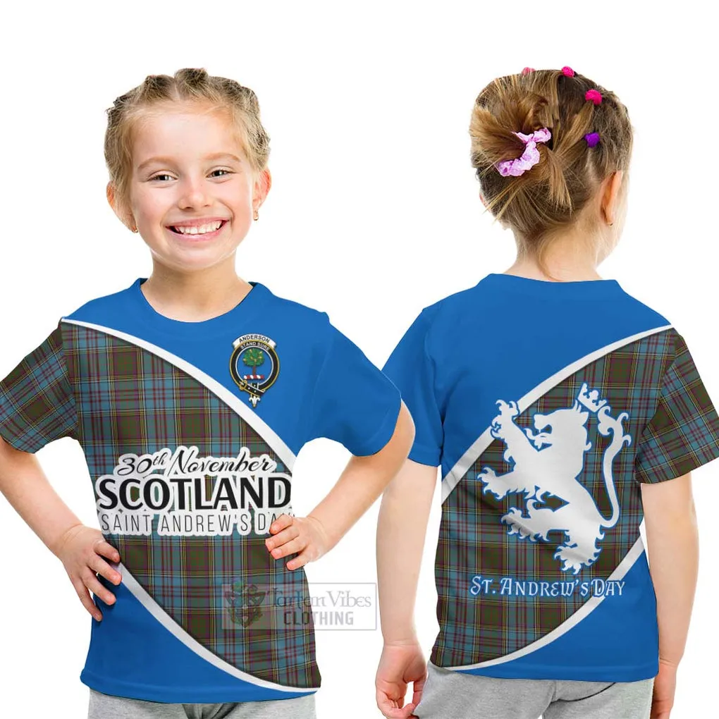 Anderson Family Crest Tartan Kid T-Shirt Celebrate Saint Andrew's Day in Style