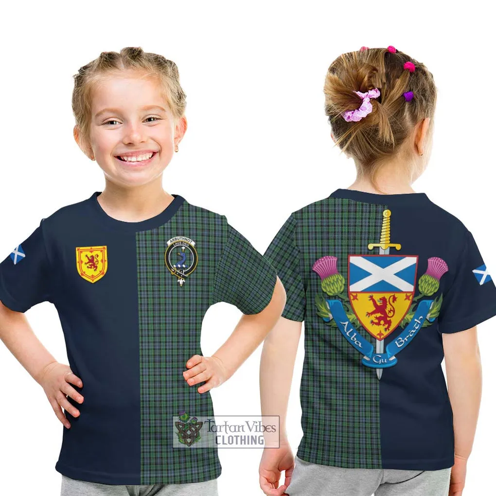 Arbuthnot Tartan Kid T-Shirt Alba with Scottish Lion Royal Arm Half Style