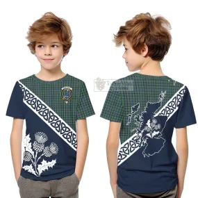 Arbuthnot Tartan Kid T-Shirt Featuring Thistle and Scotland Map