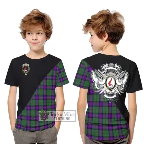 Armstrong Modern Tartan Kid T-Shirt with Family Crest and Military Logo Style