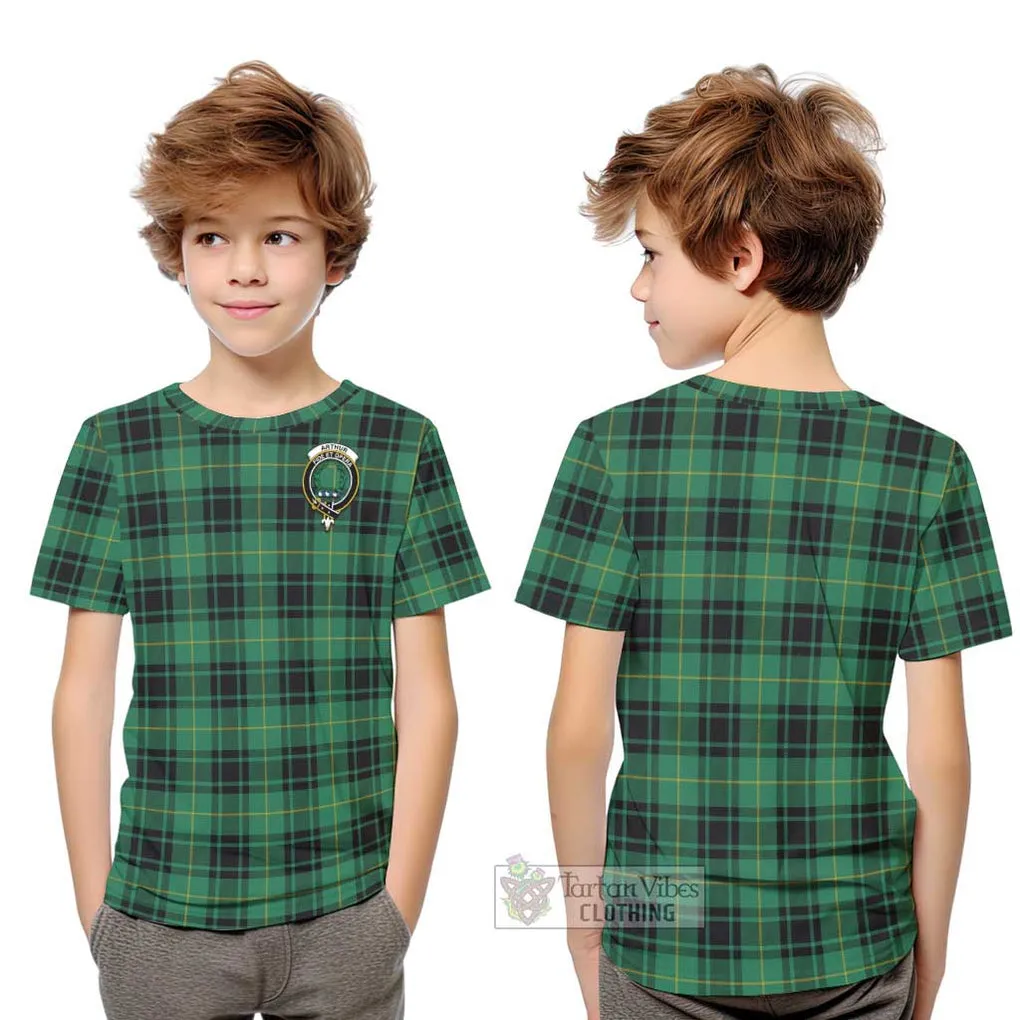 Arthur Ancient Tartan Kid T-Shirt with Family Crest