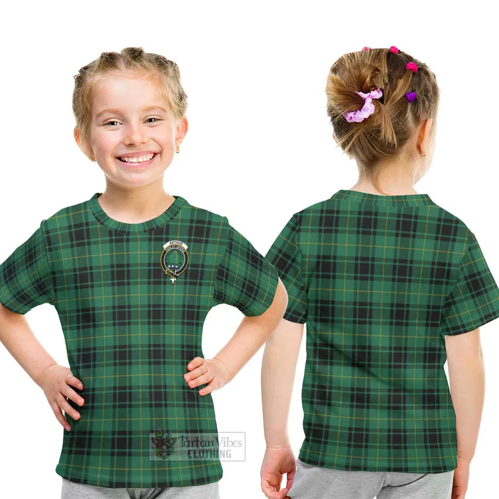 Arthur Ancient Tartan Kid T-Shirt with Family Crest