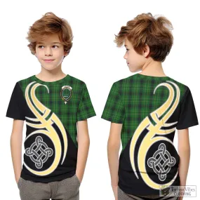 Arthur Highland Tartan Kid T-Shirt with Family Crest and Celtic Symbol Style