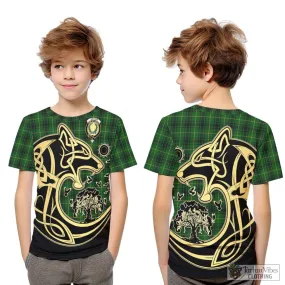 Arthur Tartan Kid T-Shirt with Family Crest Celtic Wolf Style