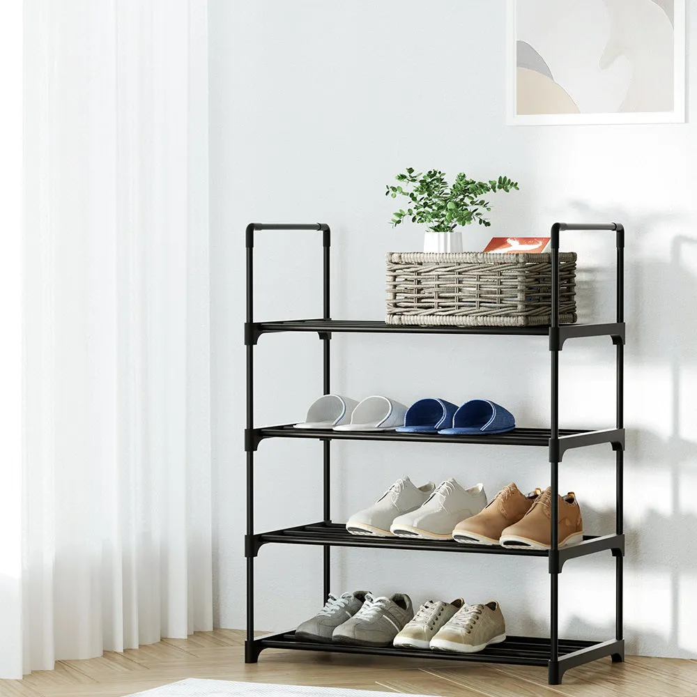 Artiss Shoe Rack Cabinet Stackable 4-tier 12 Pairs Black