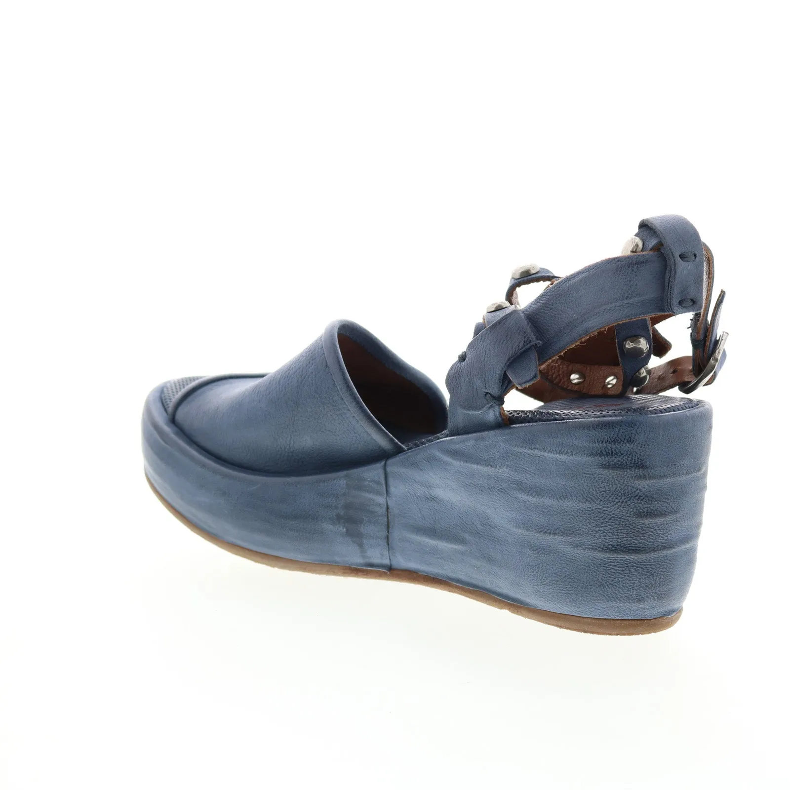 A.S.98 Arttie A76002-201 Womens Blue Leather Wedges Sandals Shoes