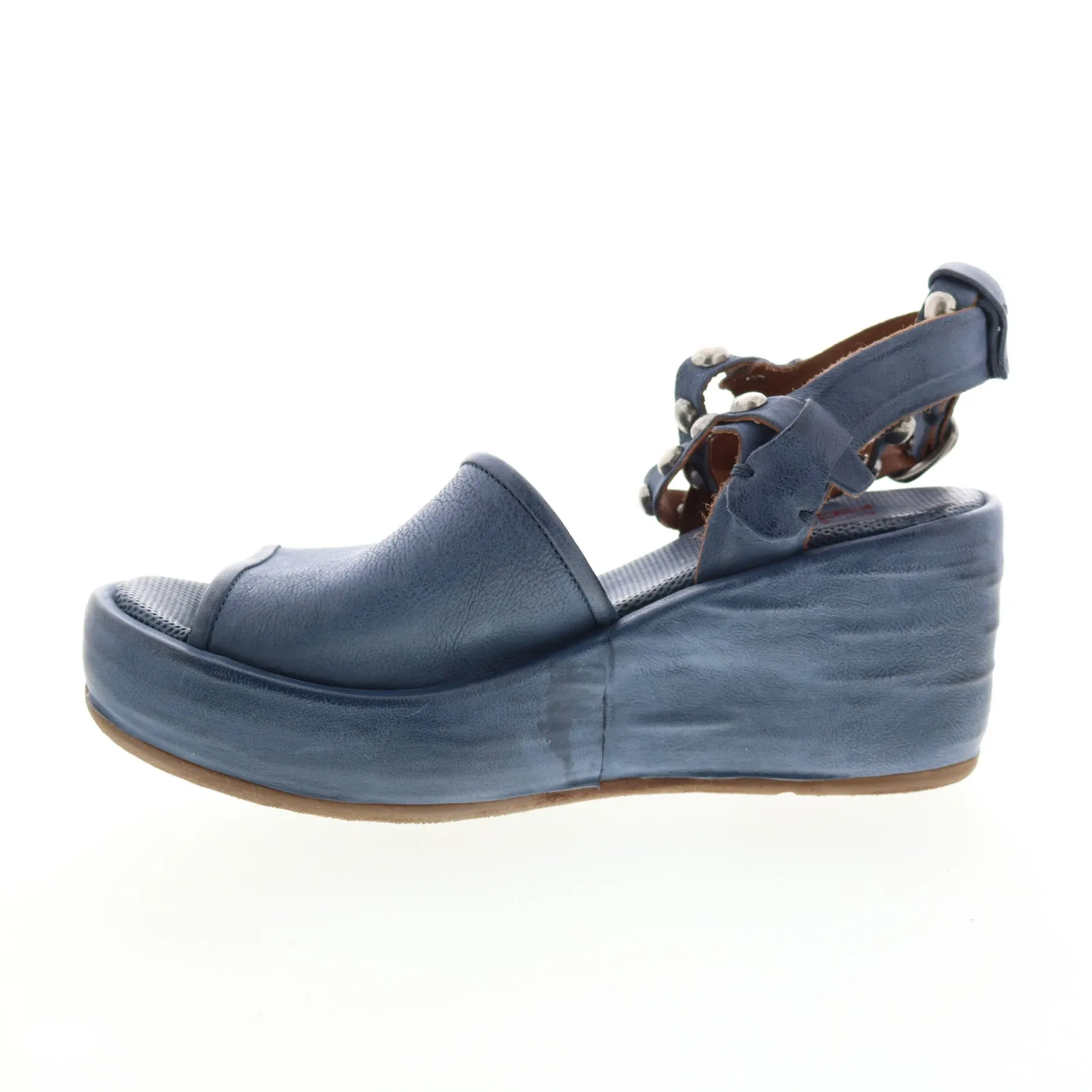 A.S.98 Arttie A76002-201 Womens Blue Leather Wedges Sandals Shoes