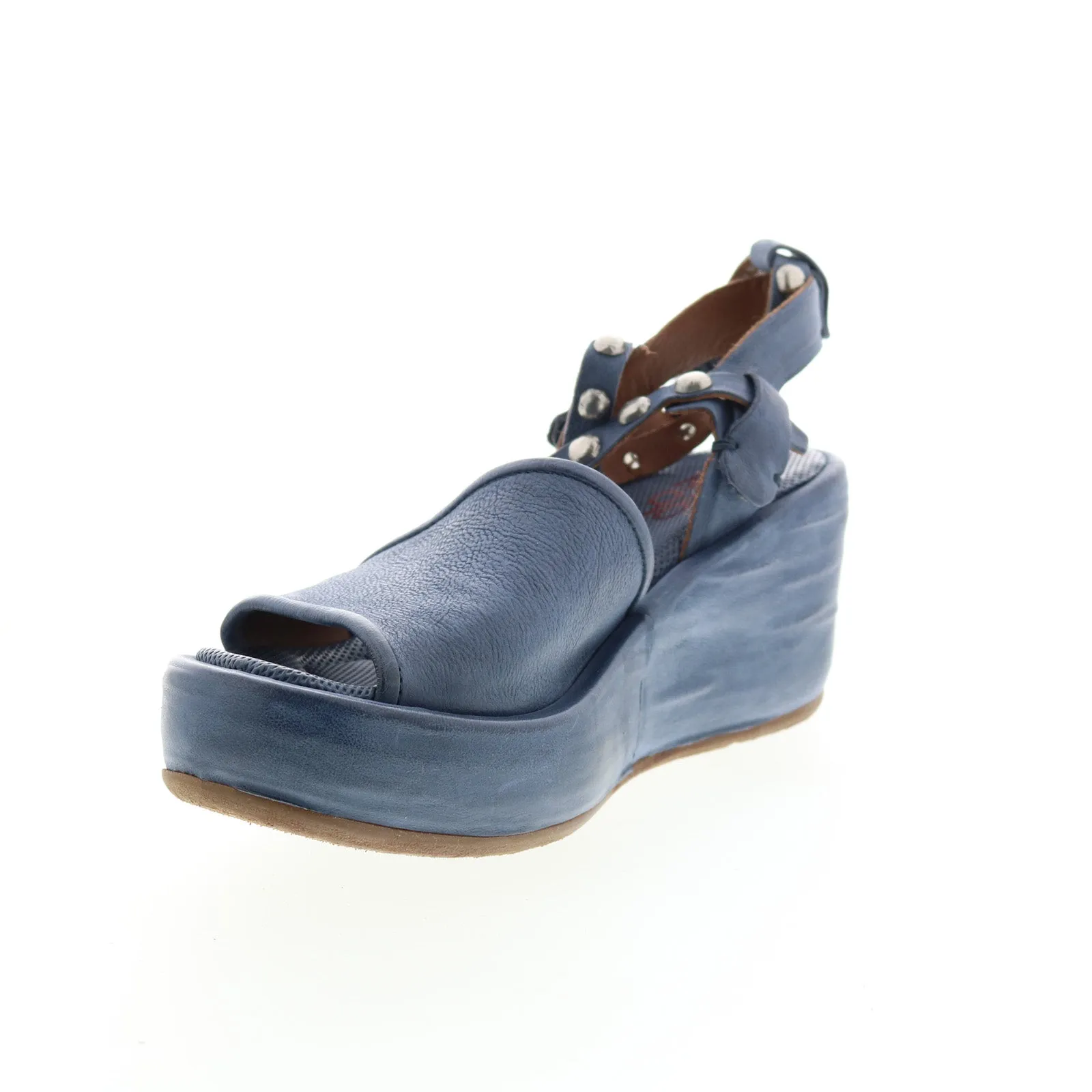 A.S.98 Arttie A76002-201 Womens Blue Leather Wedges Sandals Shoes