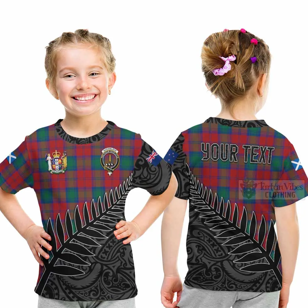 Auchinleck (Affleck) Crest Tartan Kid T-Shirt with New Zealand Silver Fern Half Style