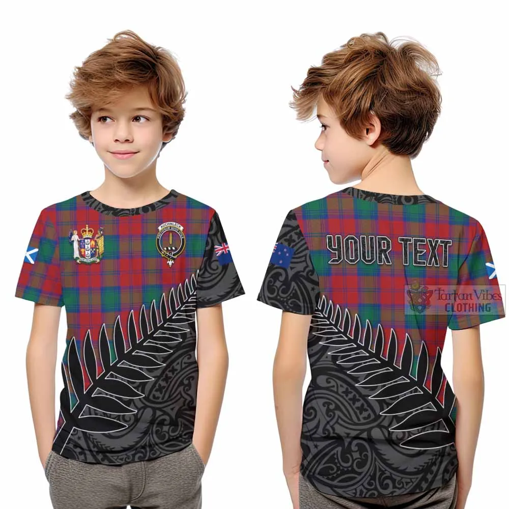 Auchinleck (Affleck) Crest Tartan Kid T-Shirt with New Zealand Silver Fern Half Style