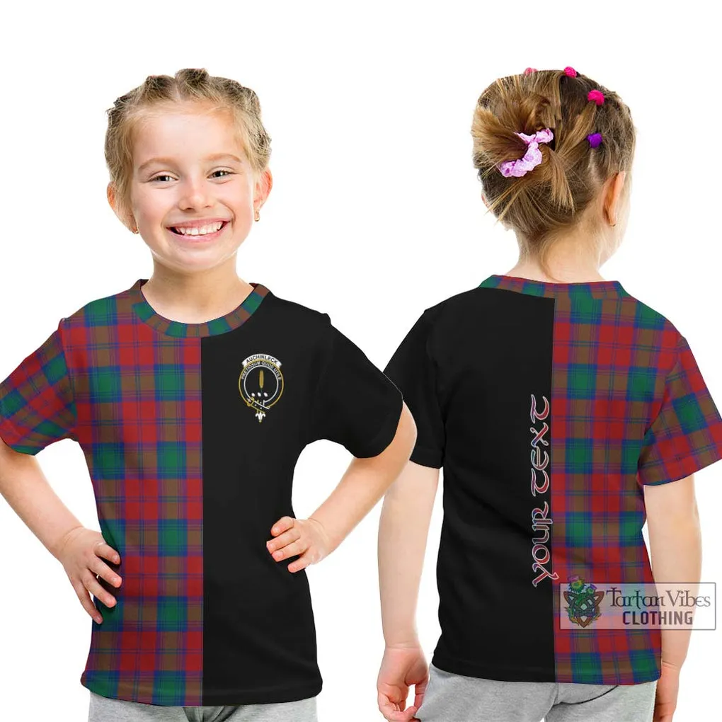 Auchinleck (Affleck) Tartan Kid T-Shirt with Family Crest and Half Of Me Style