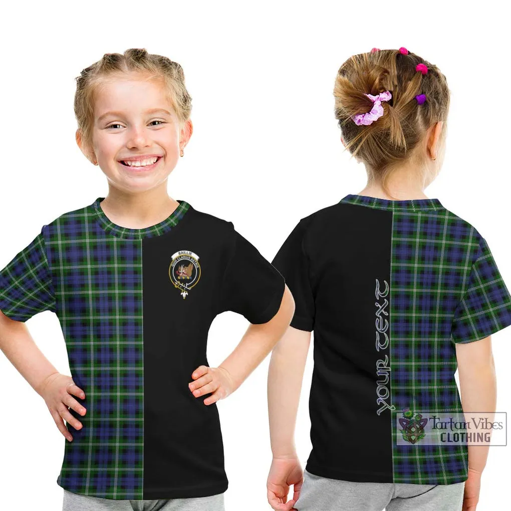 Baillie (Bailey) Tartan Kid T-Shirt with Family Crest and Half Of Me Style