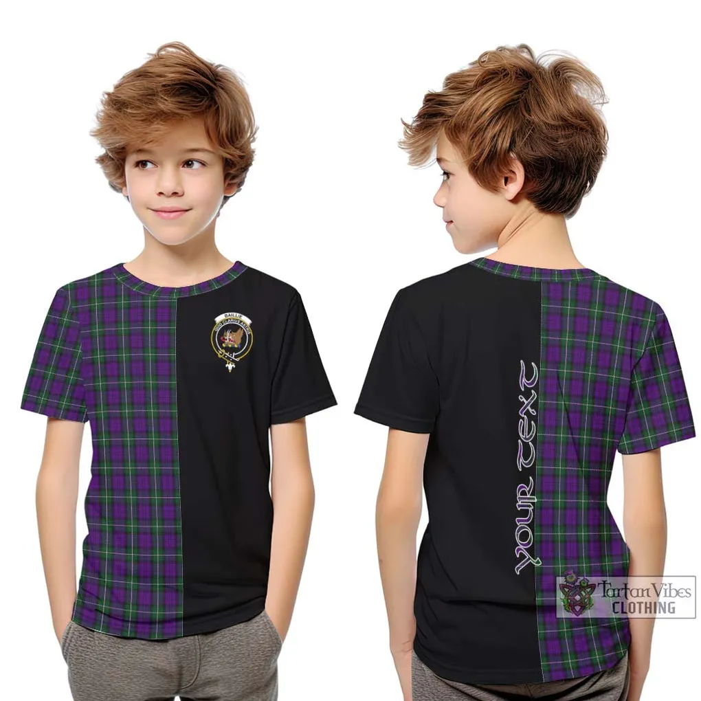 Baillie Highland Society Tartan Kid T-Shirt with Family Crest and Half Of Me Style