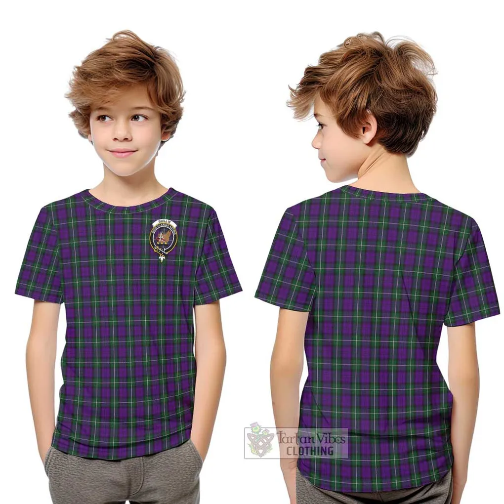 Baillie Highland Society Tartan Kid T-Shirt with Family Crest