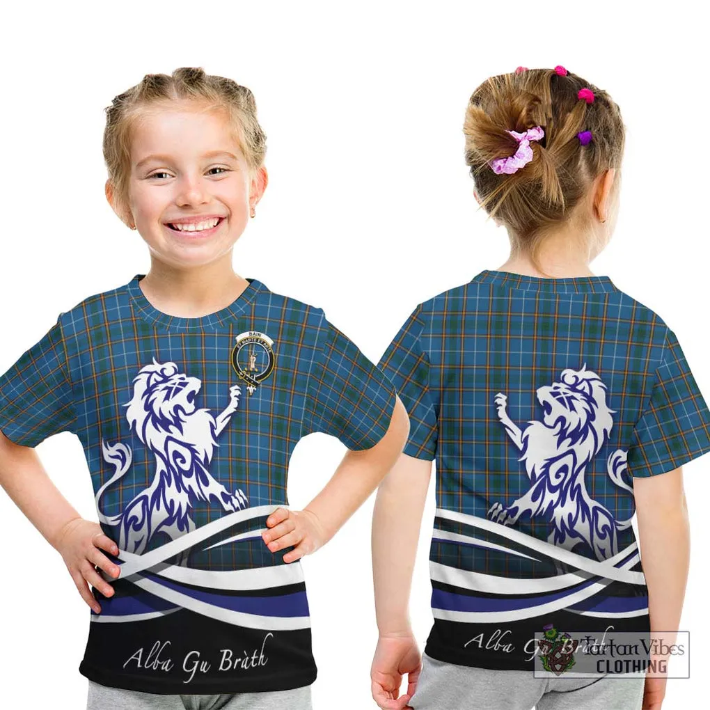 Bain Tartan Kid T-Shirt with Alba Gu Brath Regal Lion Emblem