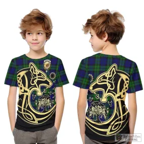 Bannatyne Tartan Kid T-Shirt with Family Crest Celtic Wolf Style