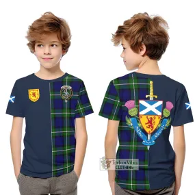 Bannerman Tartan Kid T-Shirt Alba with Scottish Lion Royal Arm Half Style