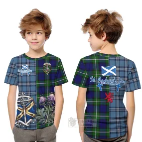 Bannerman Tartan Kid T-Shirt Happy St. Andrew's Day Half Tartan Style