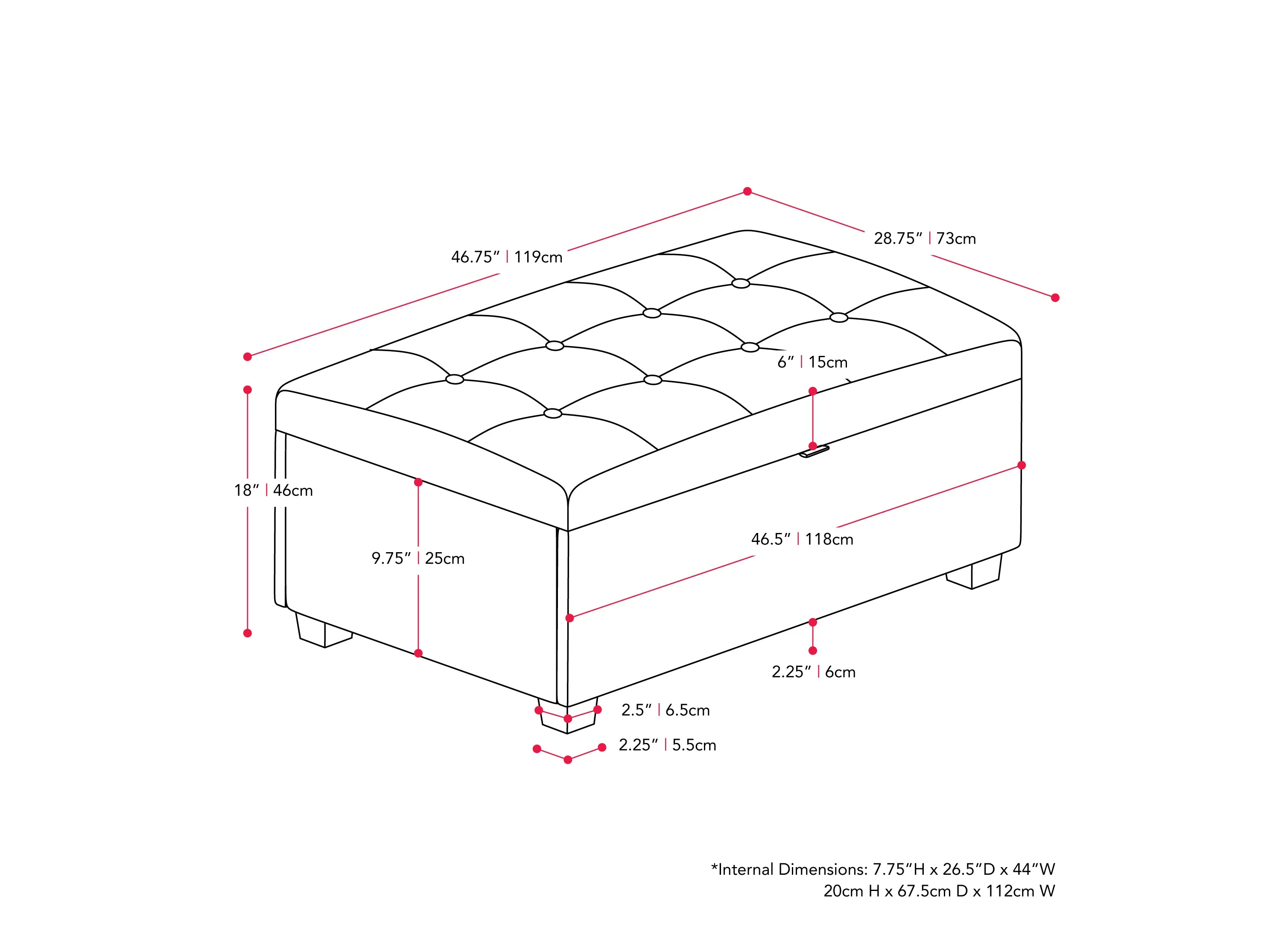 Beige Large Storage Ottoman