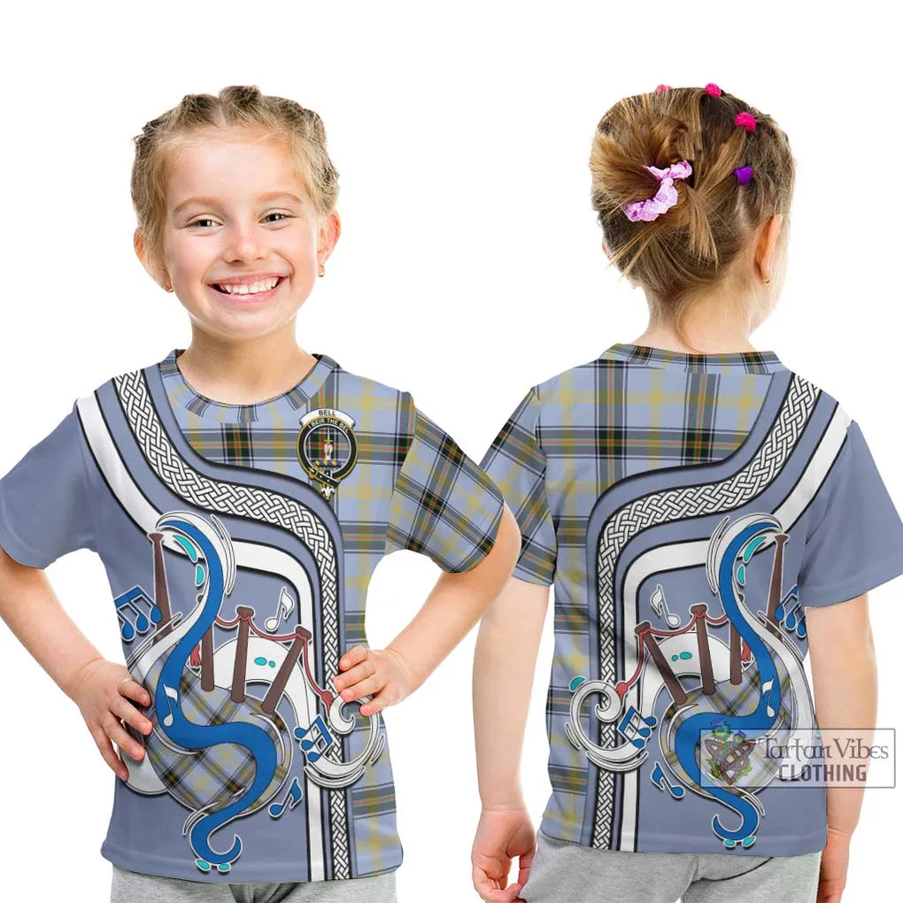 Bell of the Borders Tartan Kid T-Shirt with Epic Bagpipe Style