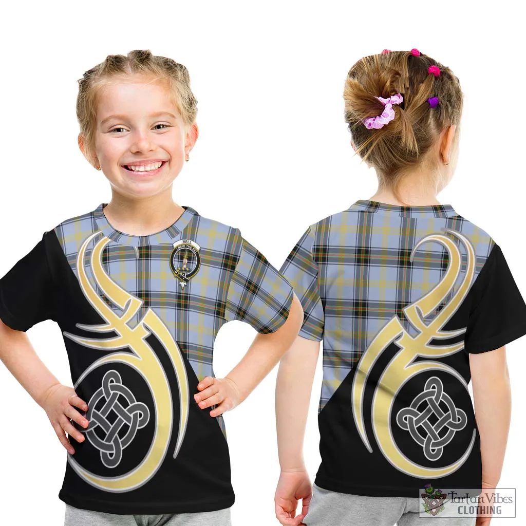 Bell of the Borders Tartan Kid T-Shirt with Family Crest and Celtic Symbol Style