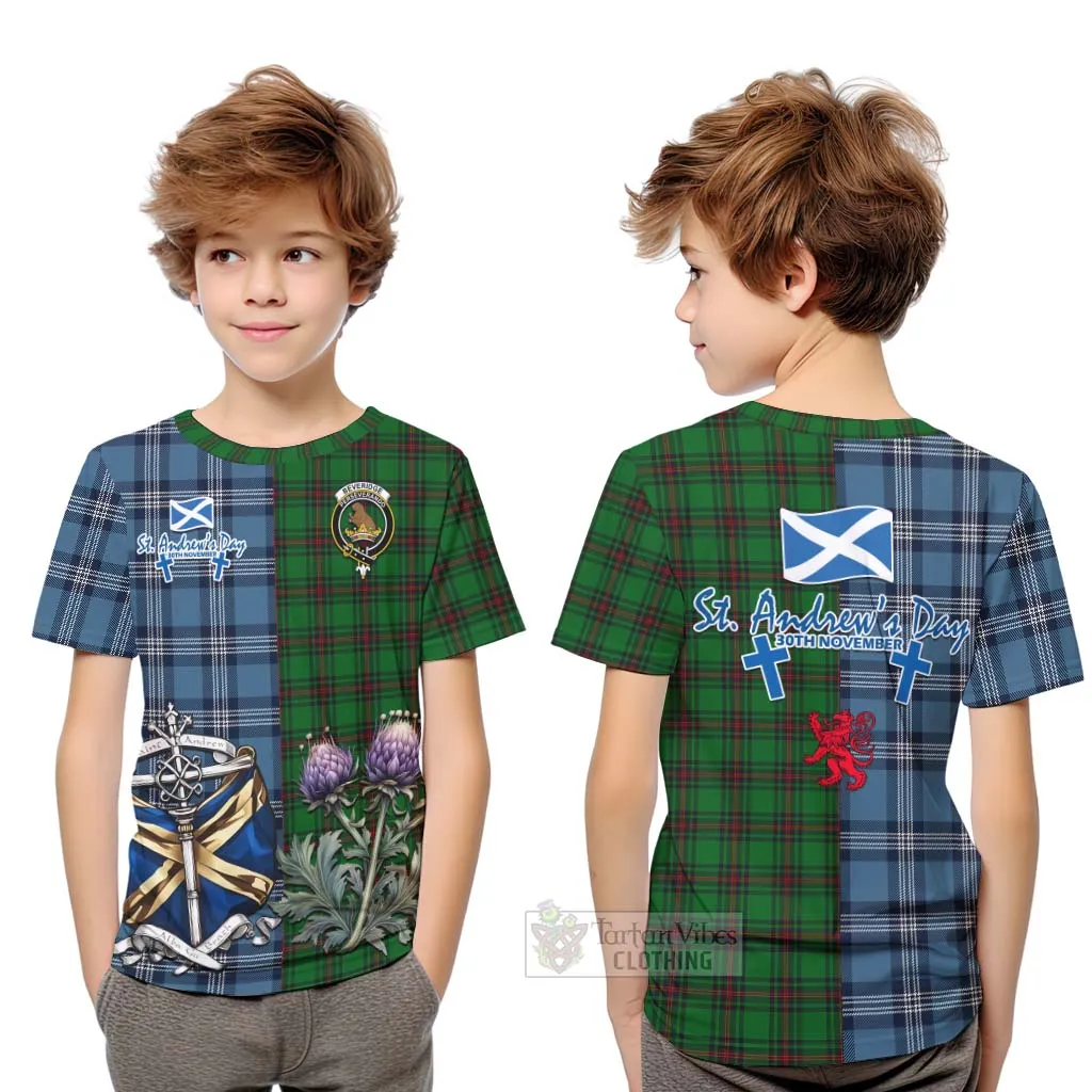 Beveridge Tartan Kid T-Shirt Happy St. Andrew's Day Half Tartan Style