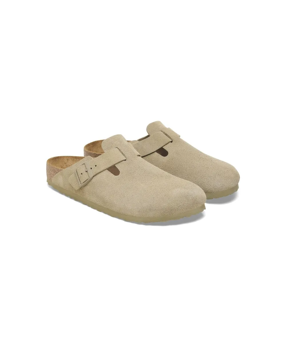 BIRKENSTOCK BOSTON SUEDE LEATHER IN FADED KHAKI