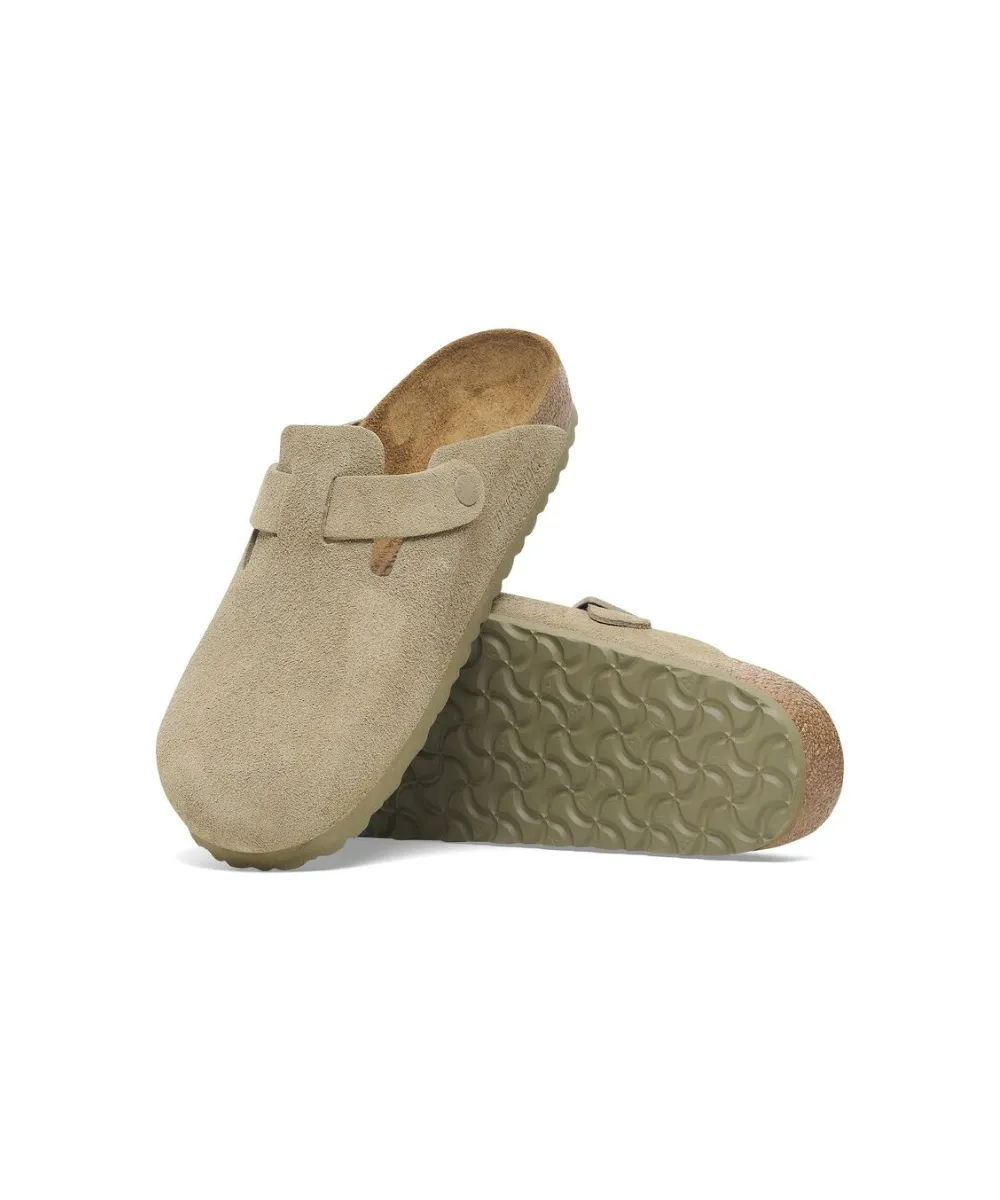 BIRKENSTOCK BOSTON SUEDE LEATHER IN FADED KHAKI