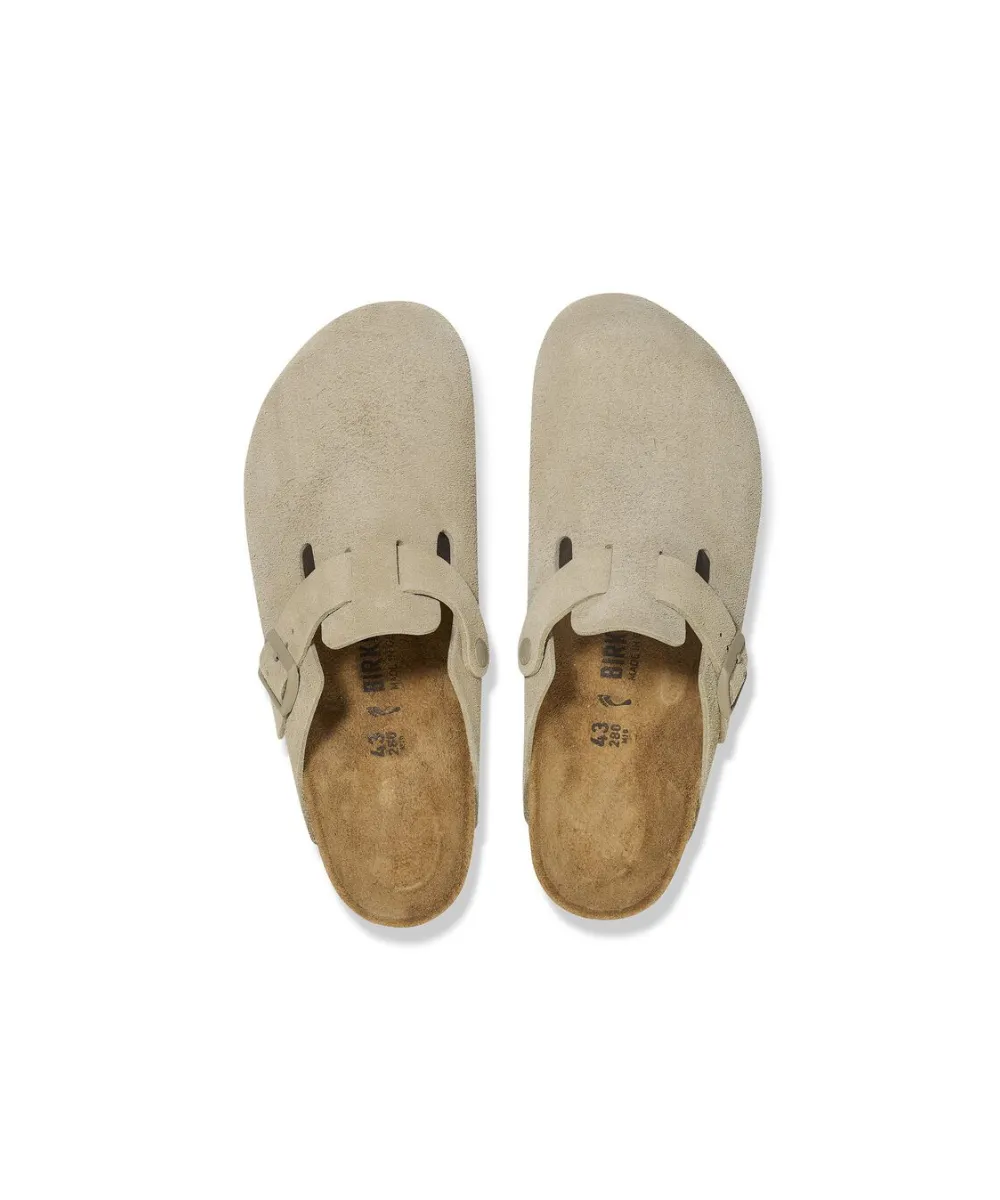 BIRKENSTOCK BOSTON SUEDE LEATHER IN FADED KHAKI