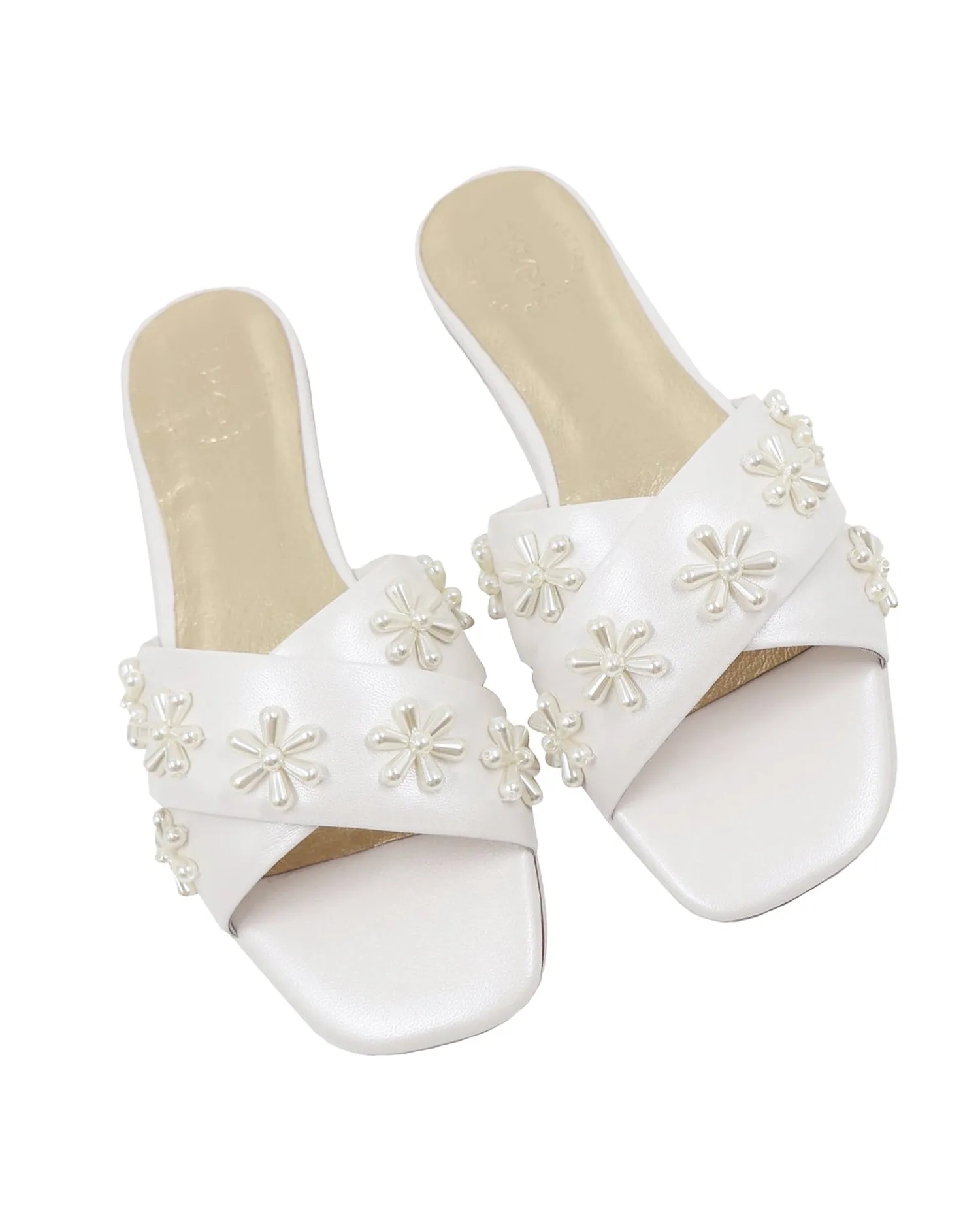 BLOOM FLATS - IVORY PEARL EMBELLISHED FLATS