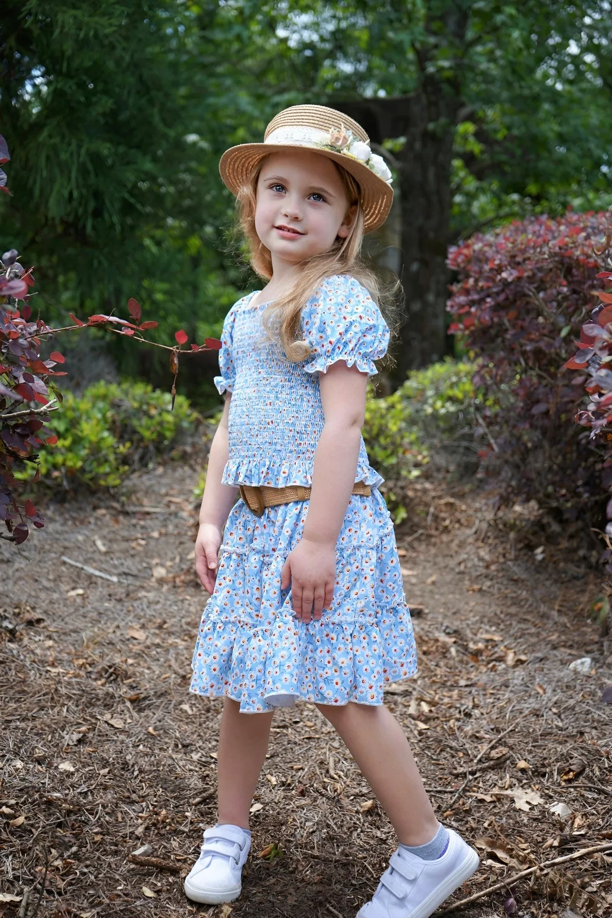 Blue Daisy Ruffle Skirt Set