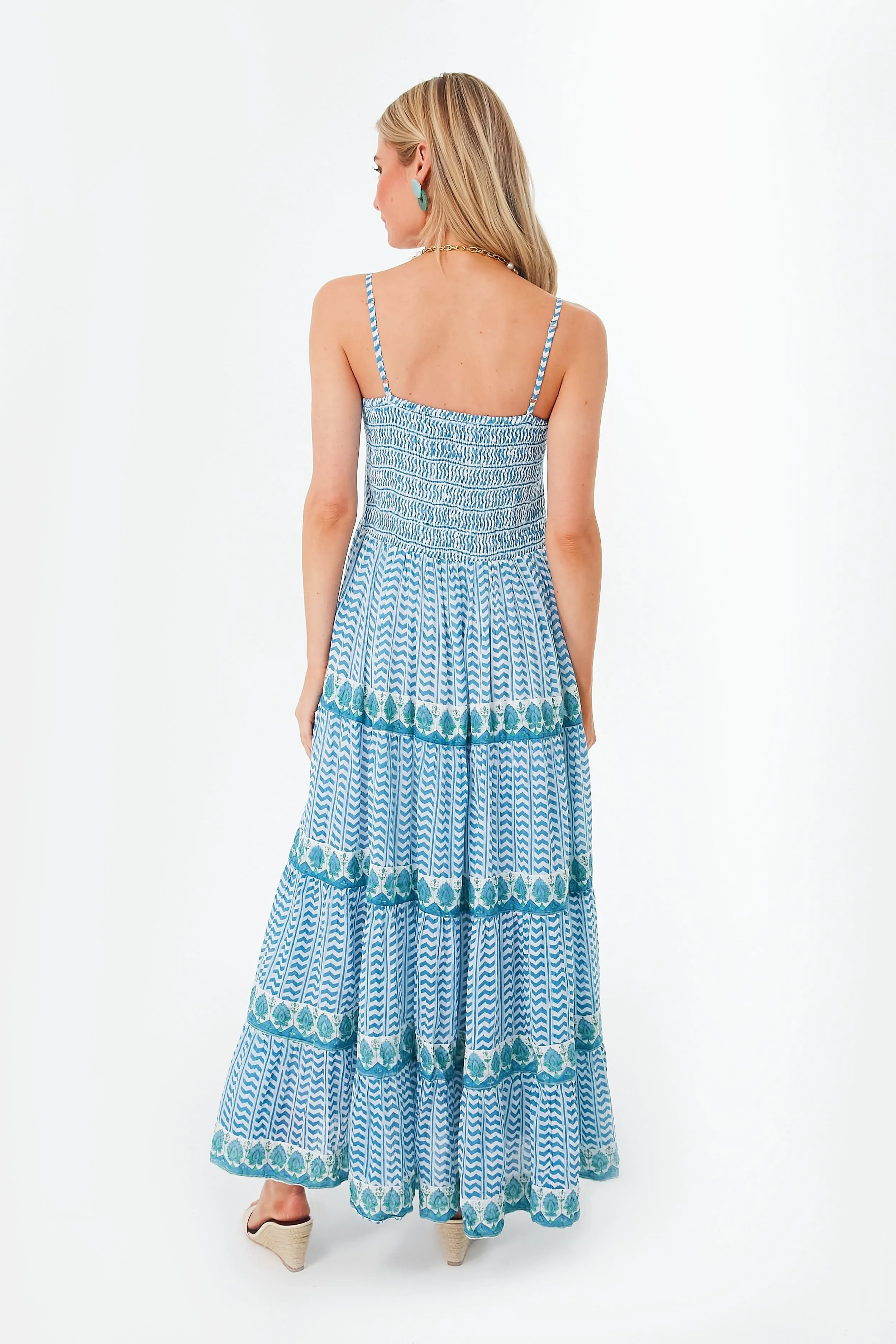 Blue Marley Smocked Back Maxi Dress